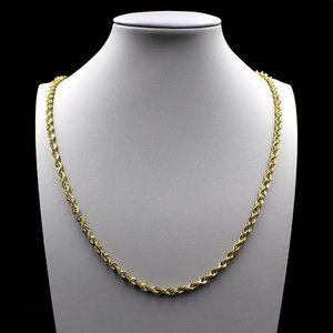 Real 10K Yellow Gold 3mm Rope Chain Necklace 22" inch